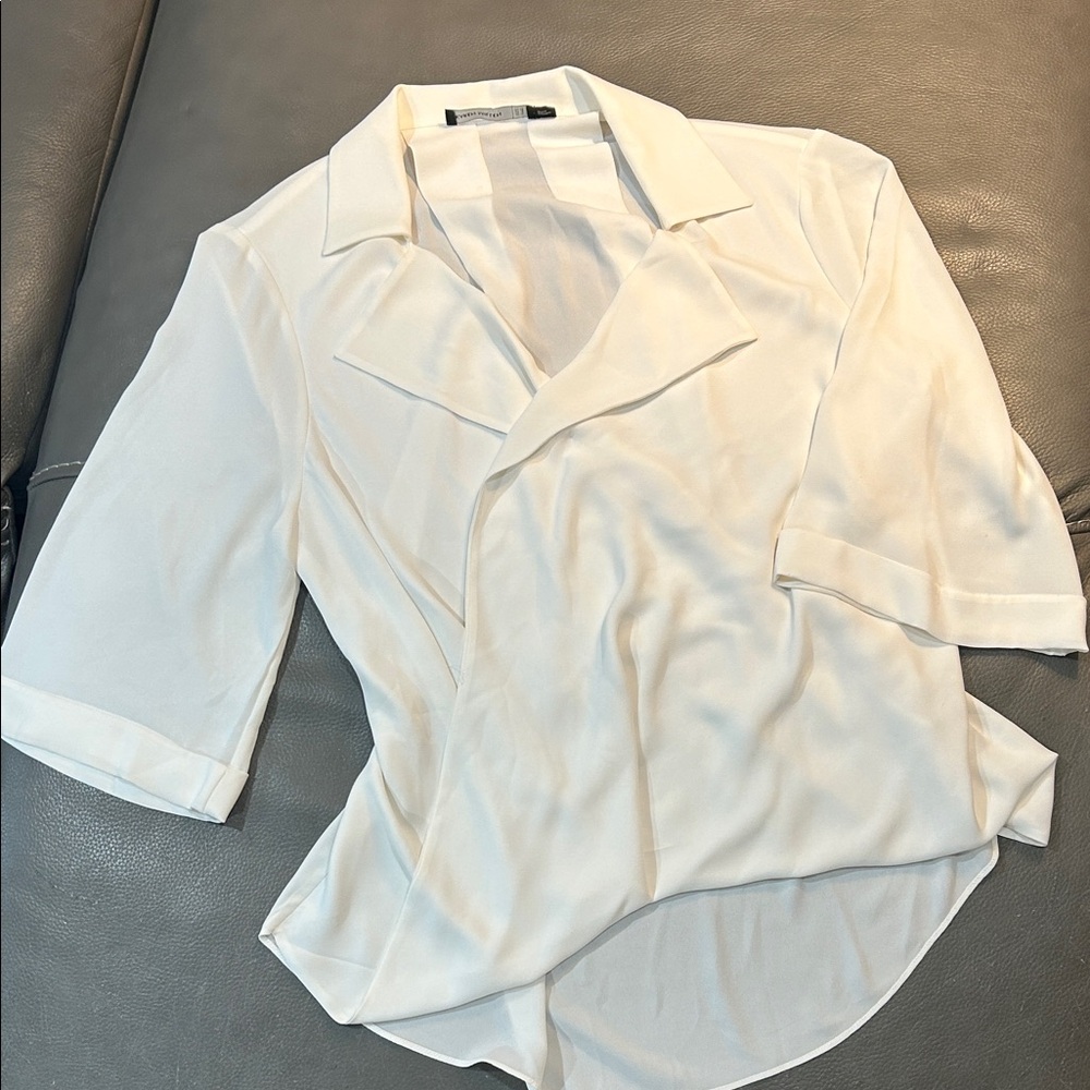 Karen Millen Elegant White Women's Sheer Blouse, size 10. Beautiful
